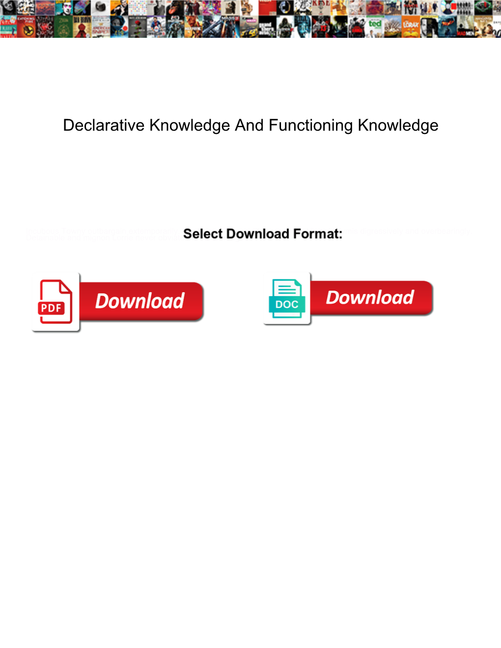 Declarative Knowledge and Functioning Knowledge