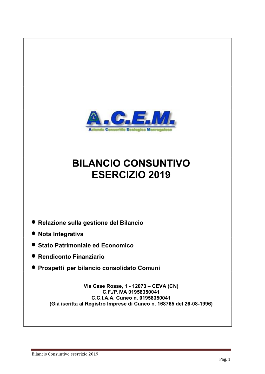 Bilancio Consuntivo 2019 Relazione