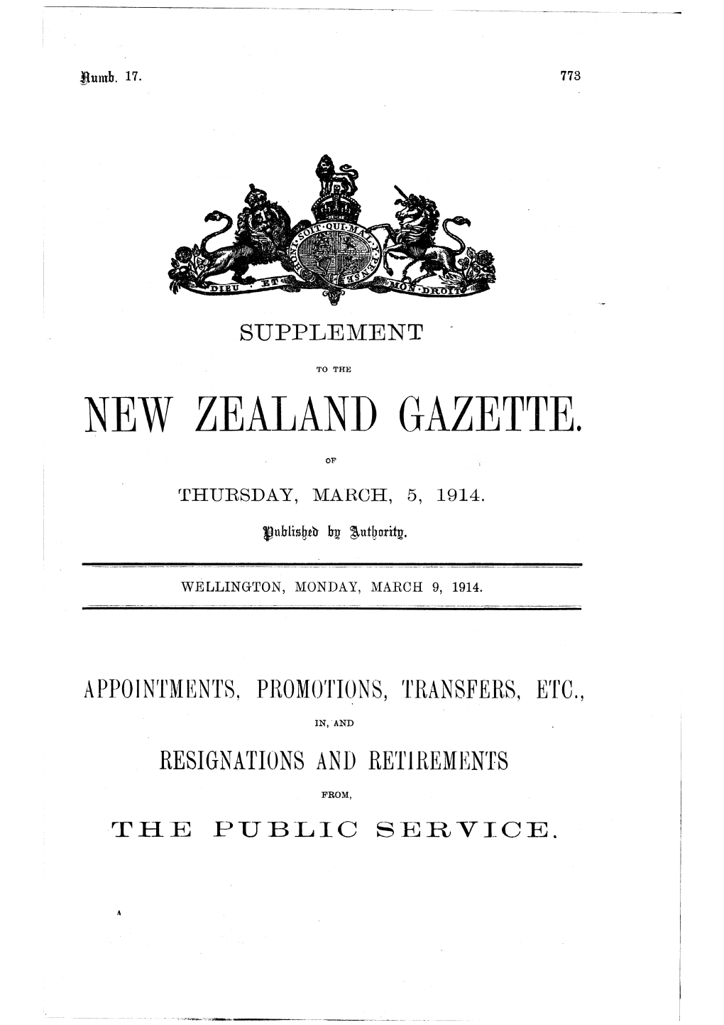 No 17, 9 March 1914