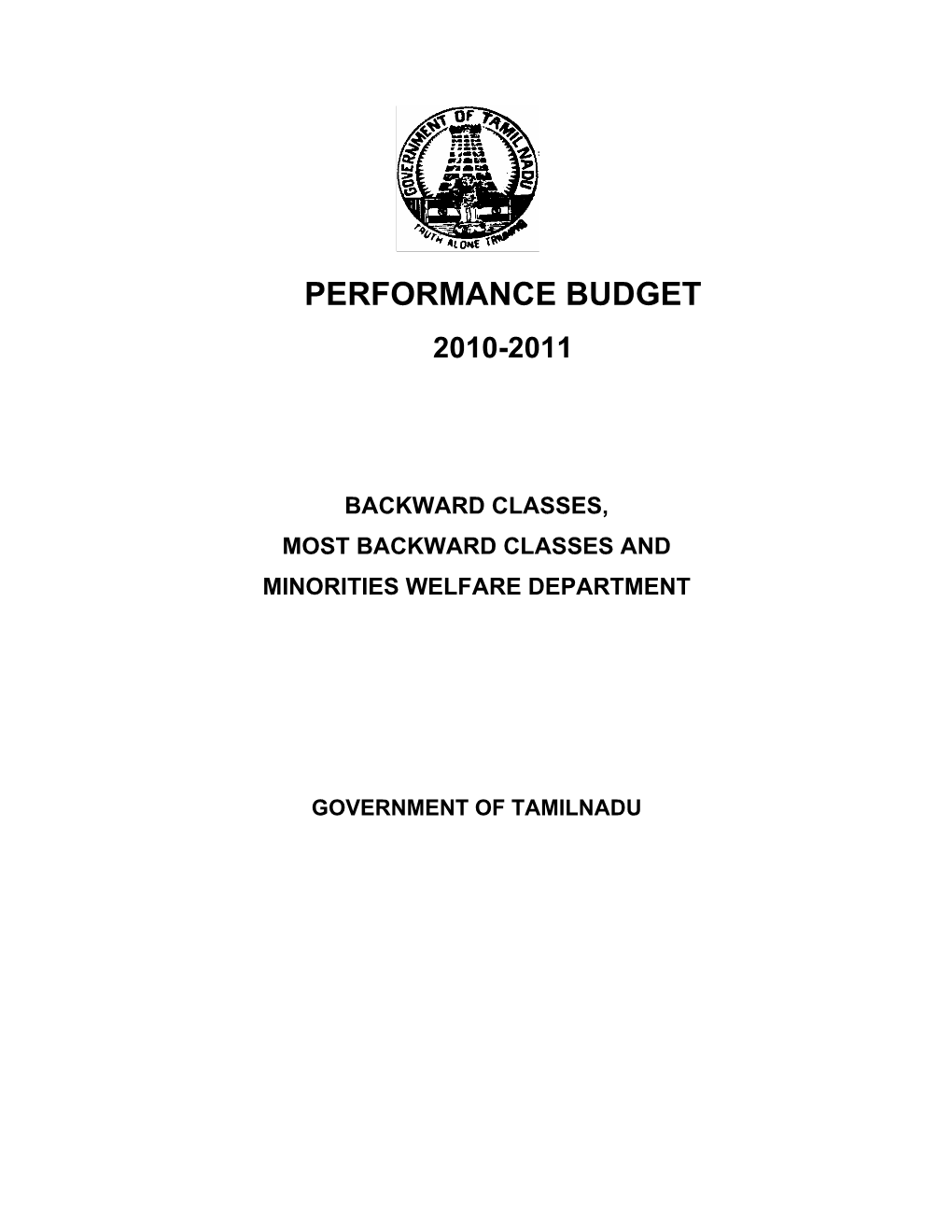 Performance Budget 2010-2011