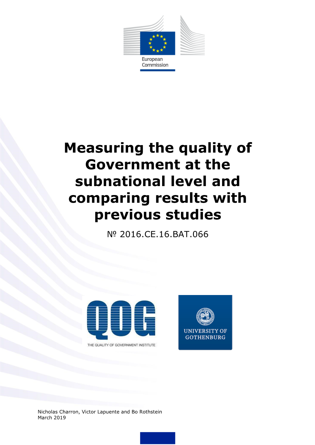 Measuring the Quality of Government at the Subnational Level and Comparing Results with Previous Studies № 2016.СЕ.16.ВАТ.066