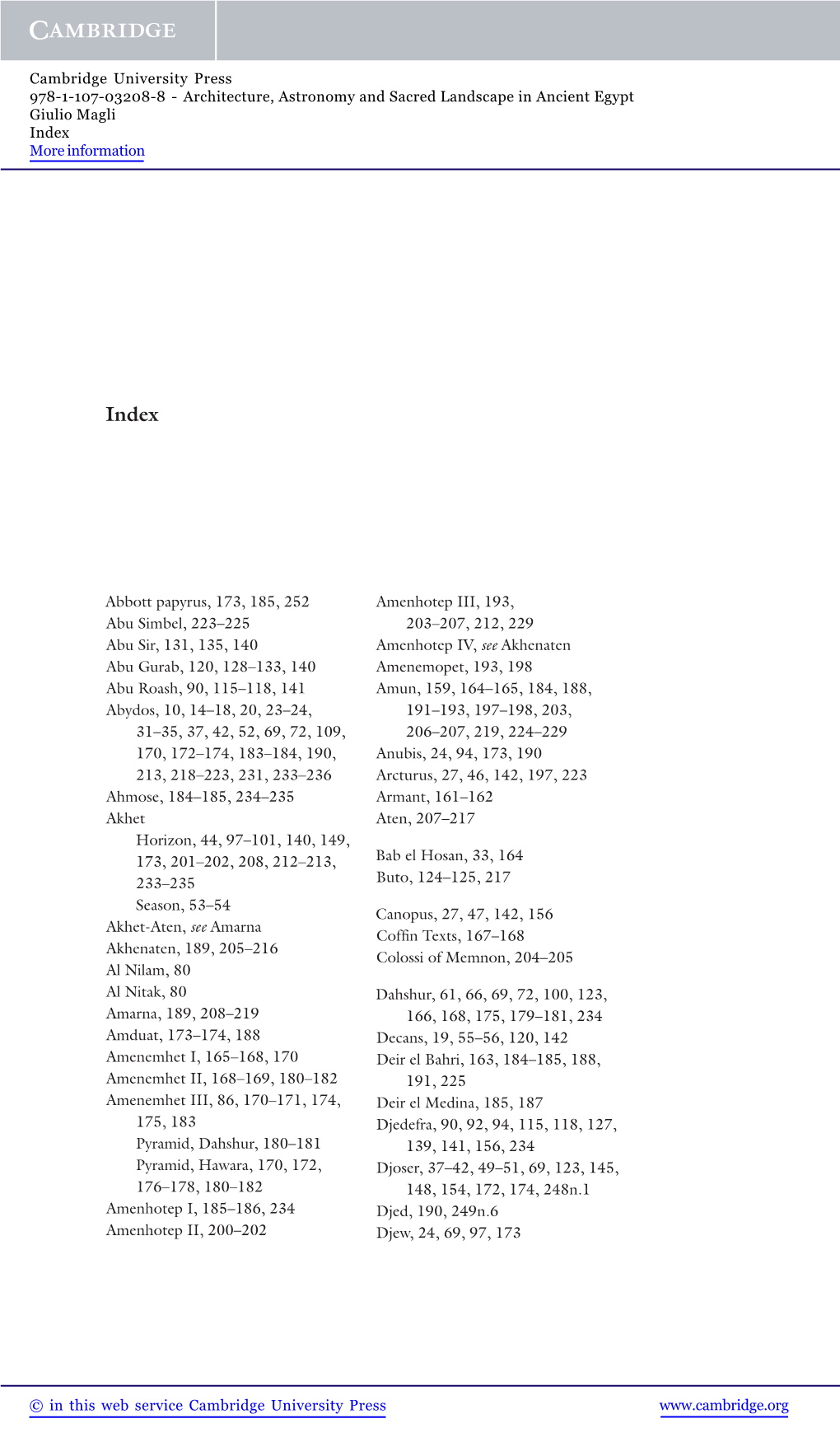 Abbott Papyrus, 173 , 185 , 252 Abu Simbel, 223–225 Abu Sir, 131 , 135