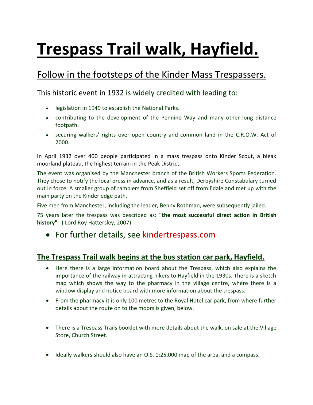 Trespass Trail Walk, Hayfield