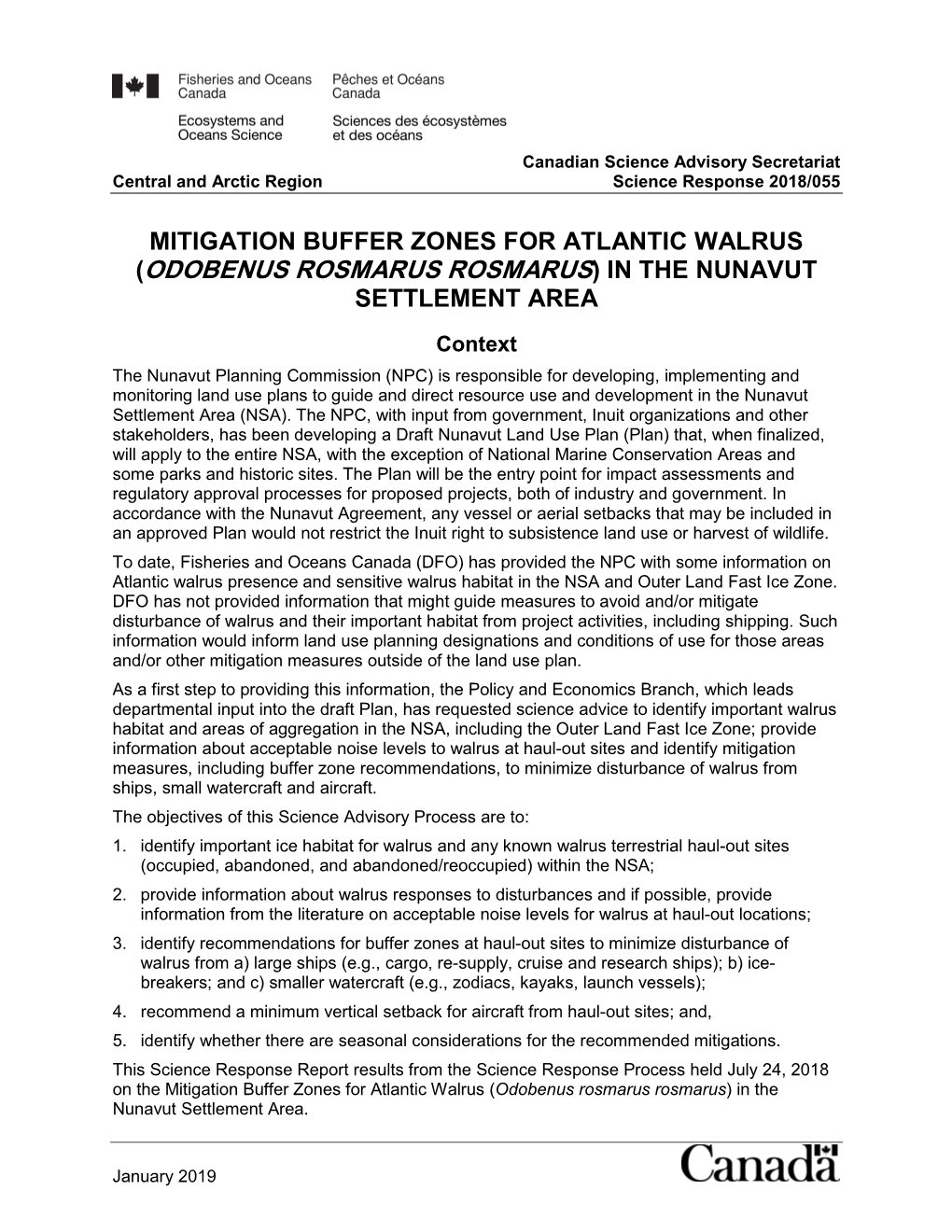 Mitigation Buffer Zones for Atlantic Walrus