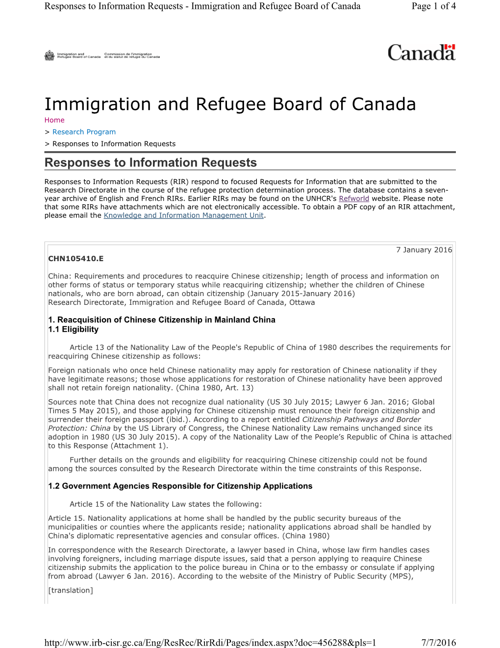 China: Requirements and Procedures to Reacquire Chinese Citizenship