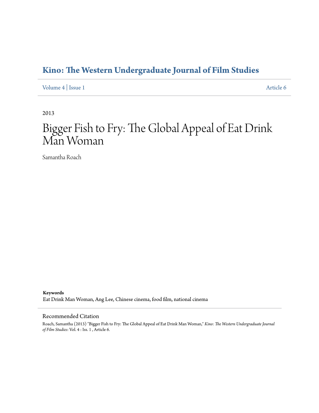 The Global Appeal of Eat Drink Man Woman Samantha Roach