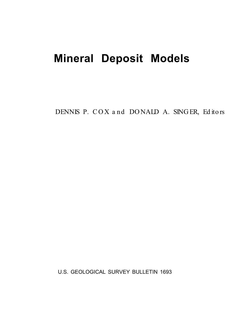 Mineral Deposit Models