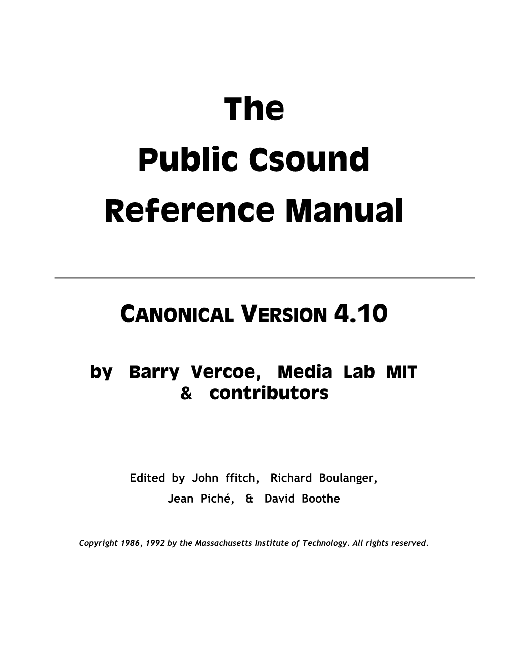 The Public Csound Reference Manual