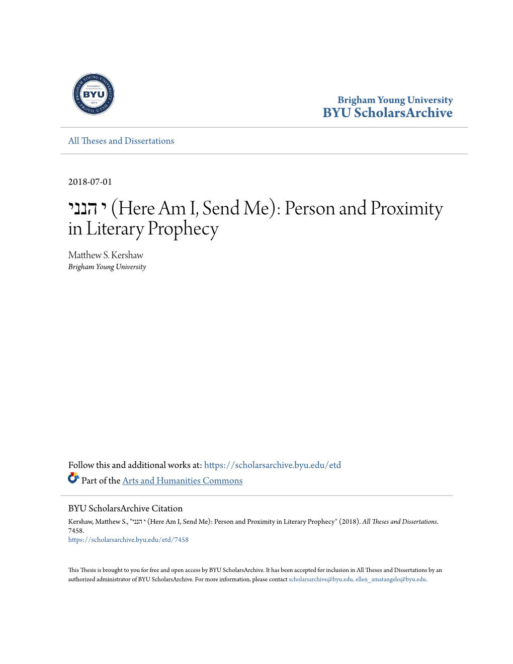 Person and Proximity in Literary Prophecy" (2018)
