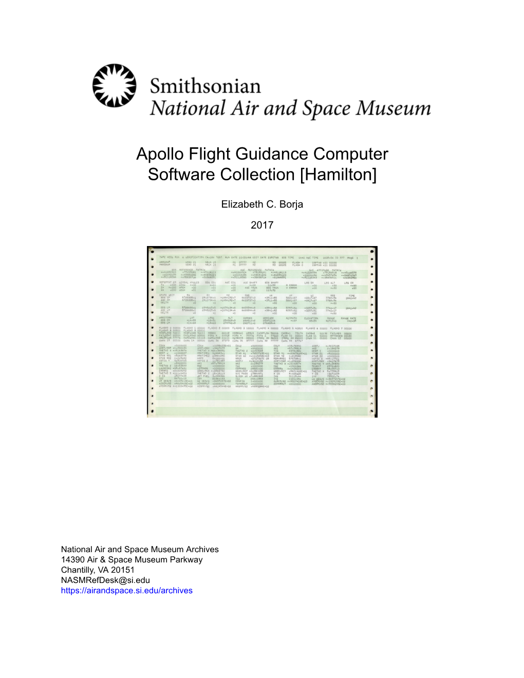 Apollo Flight Guidance Computer Software Collection [Hamilton]