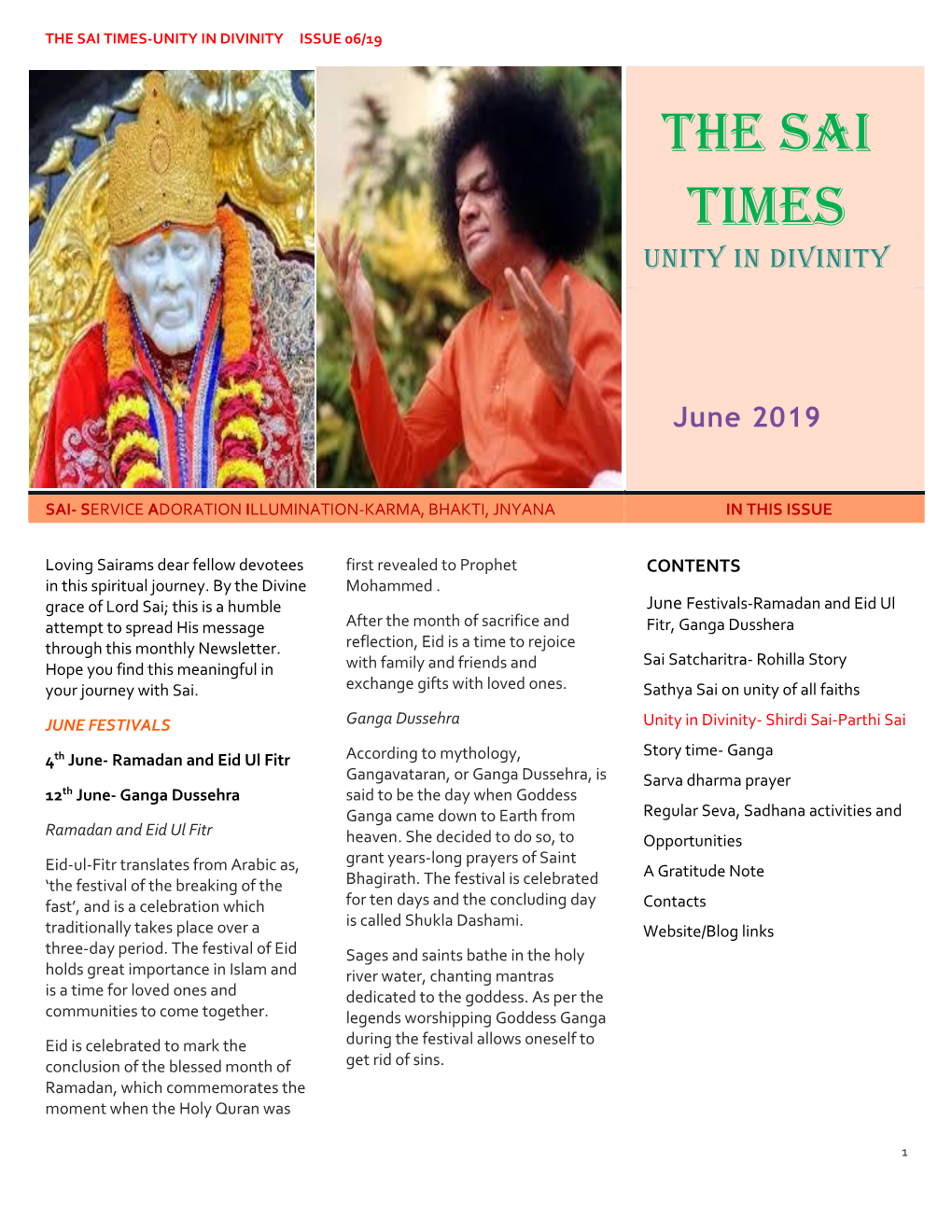 The Sai Times-Unity in Divinity Issue 06/19