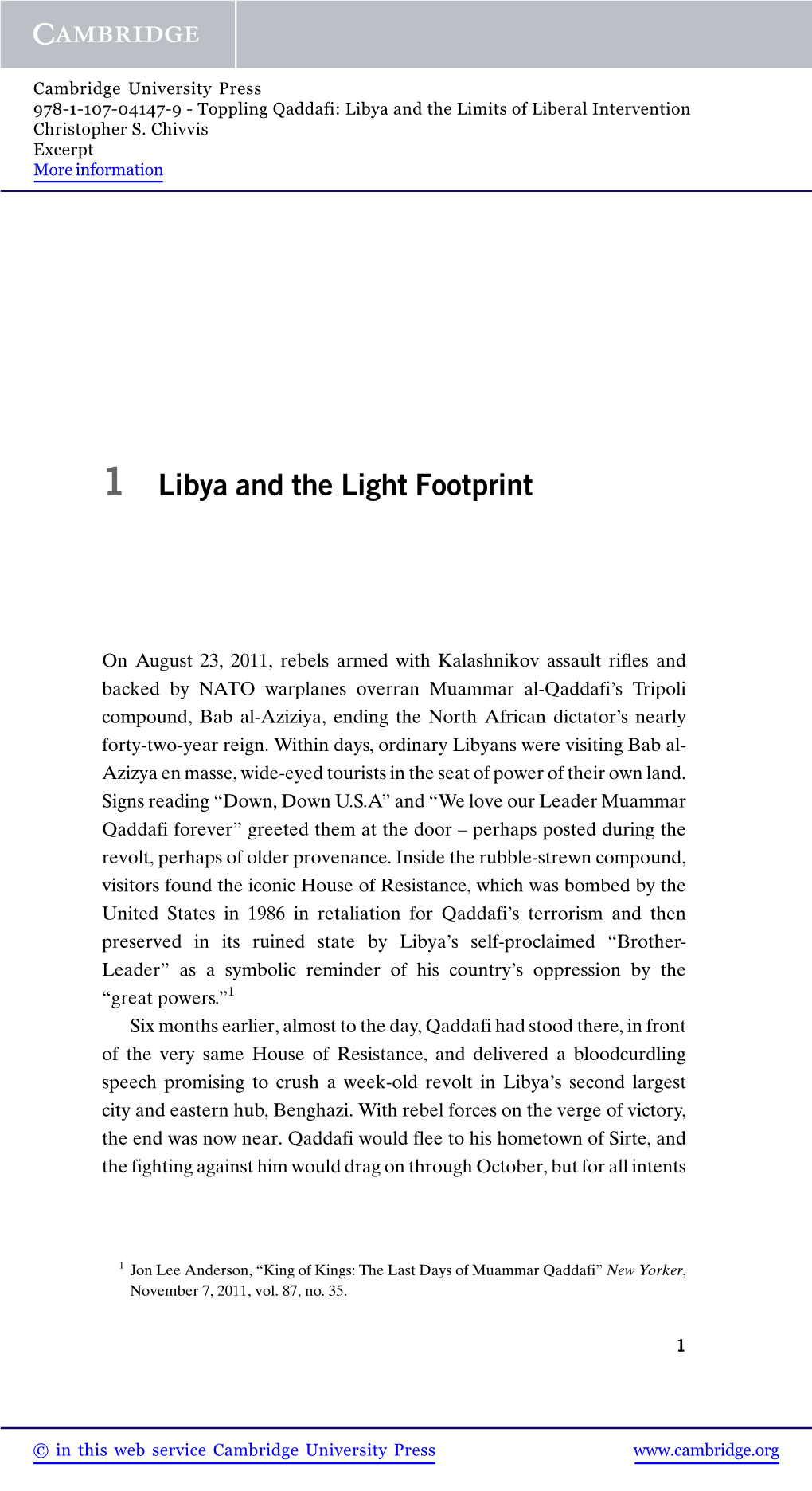 1 Libya and the Light Footprint