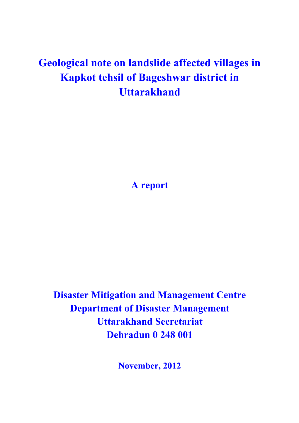 Kapkot Landslide Report