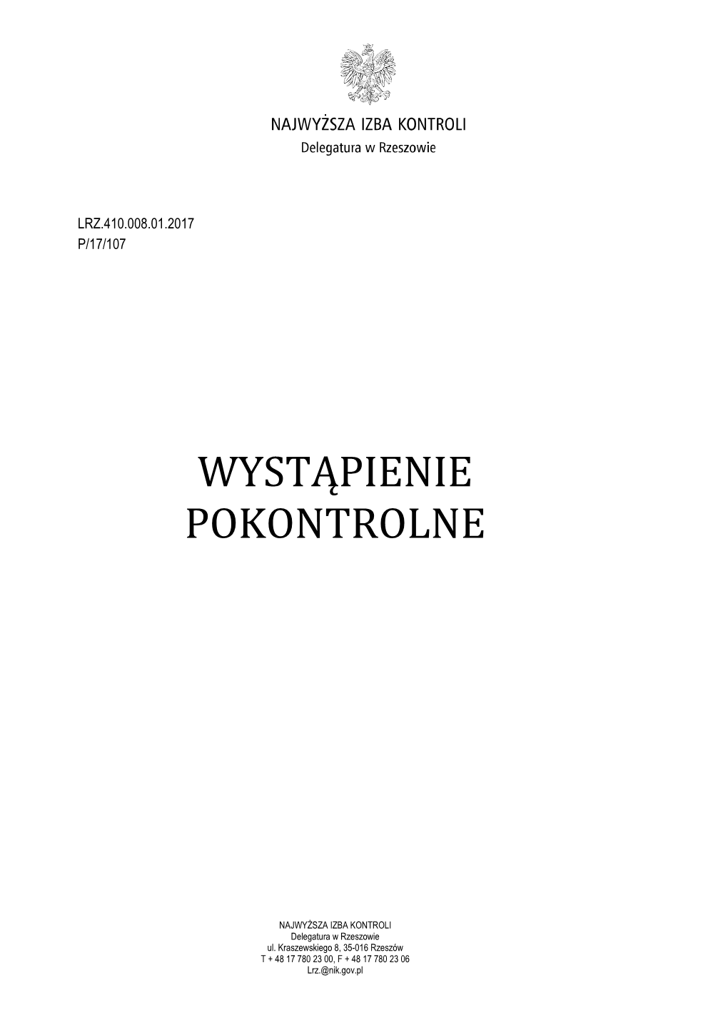 Wystąpienie Pokontrolne