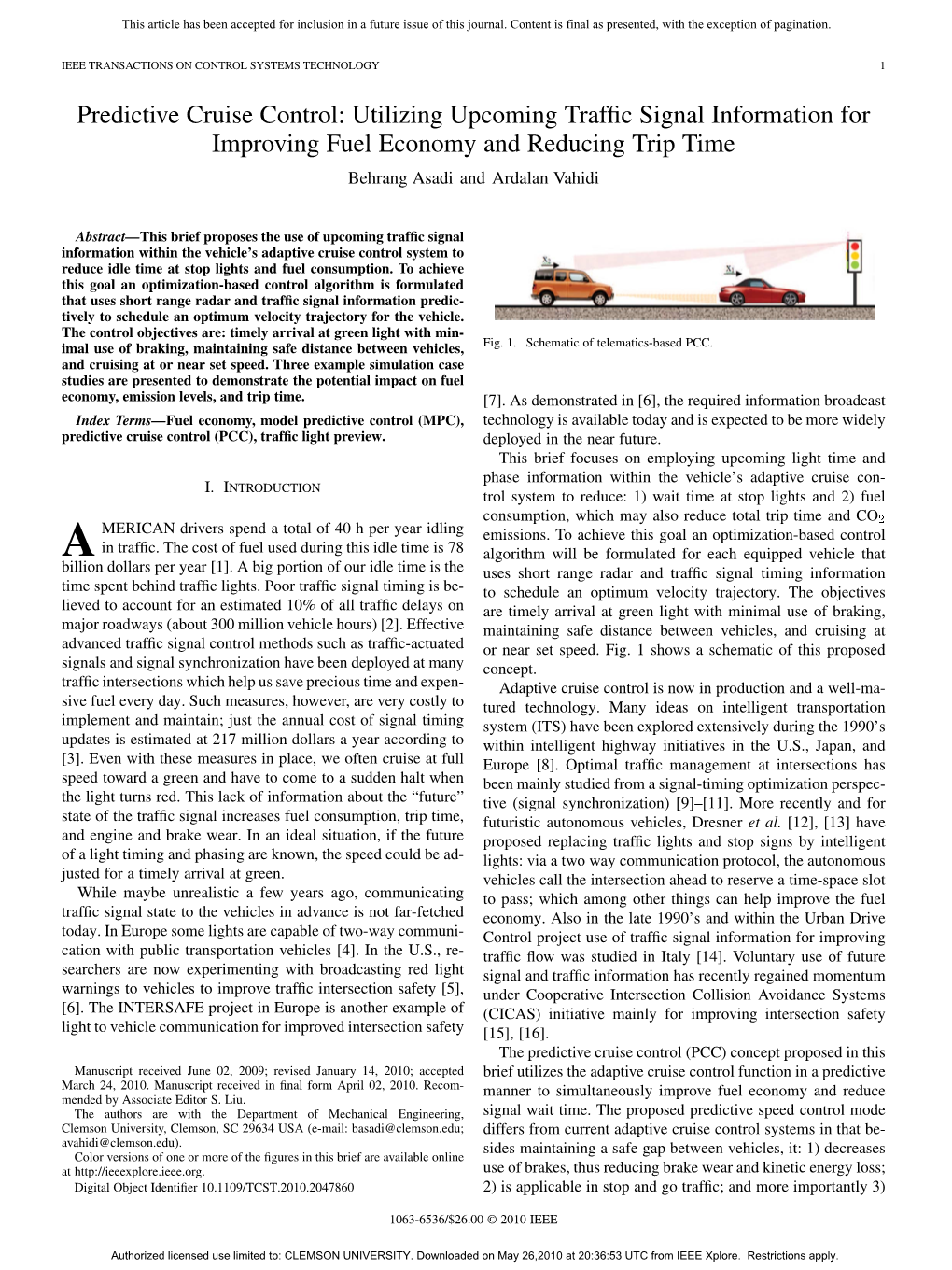 Predictive Cruise Control: Utilizing Upcoming Traffic Signal Information