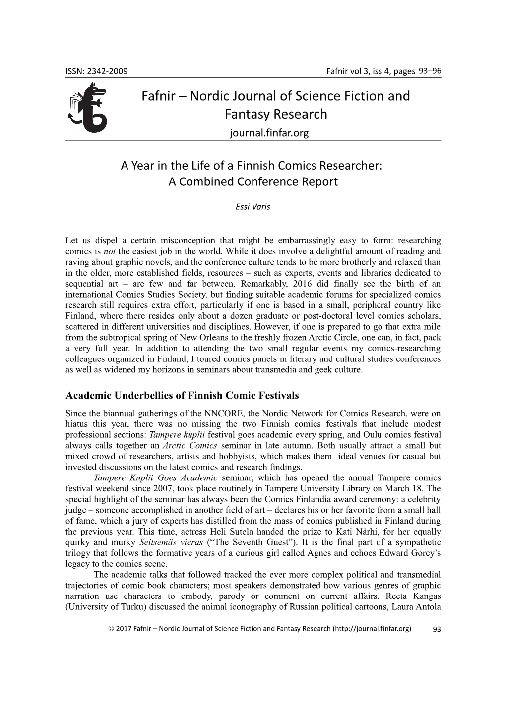 Fafnir – Nordic Journal of Science Fiction and Fantasy Research Journal.Finfar.Org