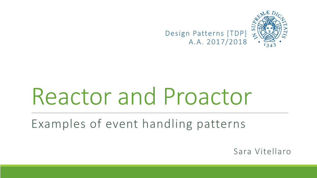 Reactor and Proactor Examples of Event Handling Patterns