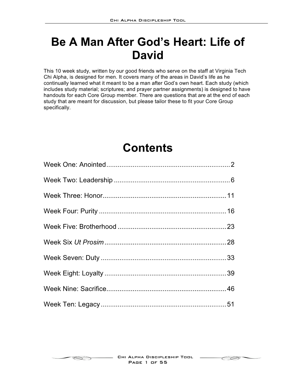 Life of David Contents