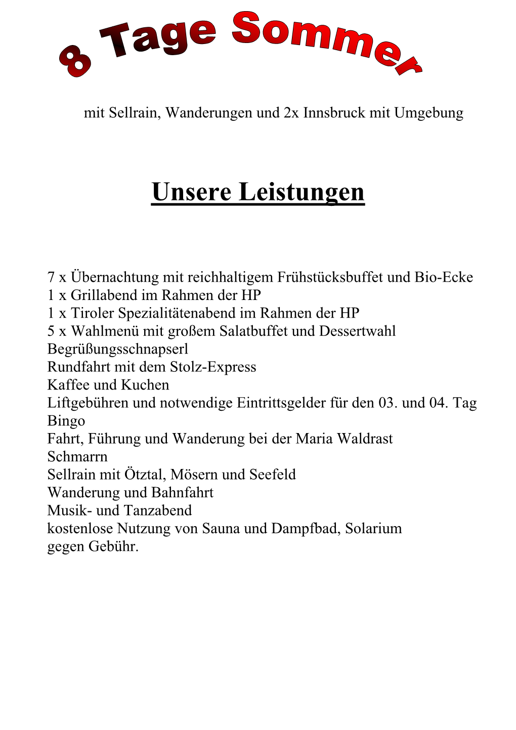 Mit Sellrain, Wanderungen Und 2X Innsbruck Mit Umgebung