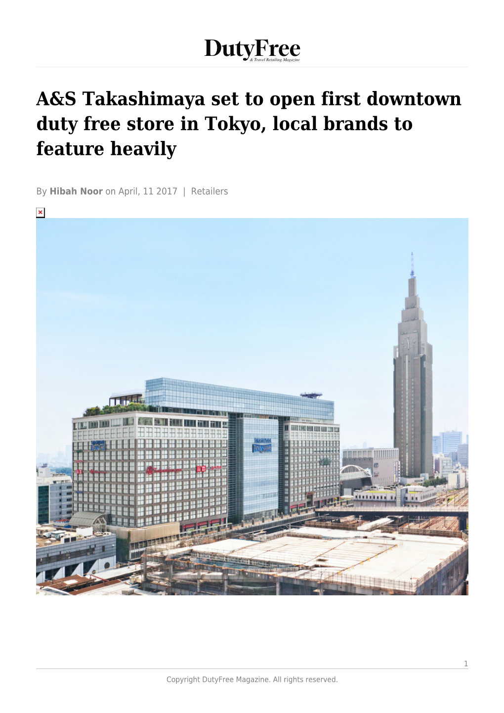 A&S Takashimaya Set to Open First Downtown Duty Free Store in Tokyo, Local Brands to Feature Heavily