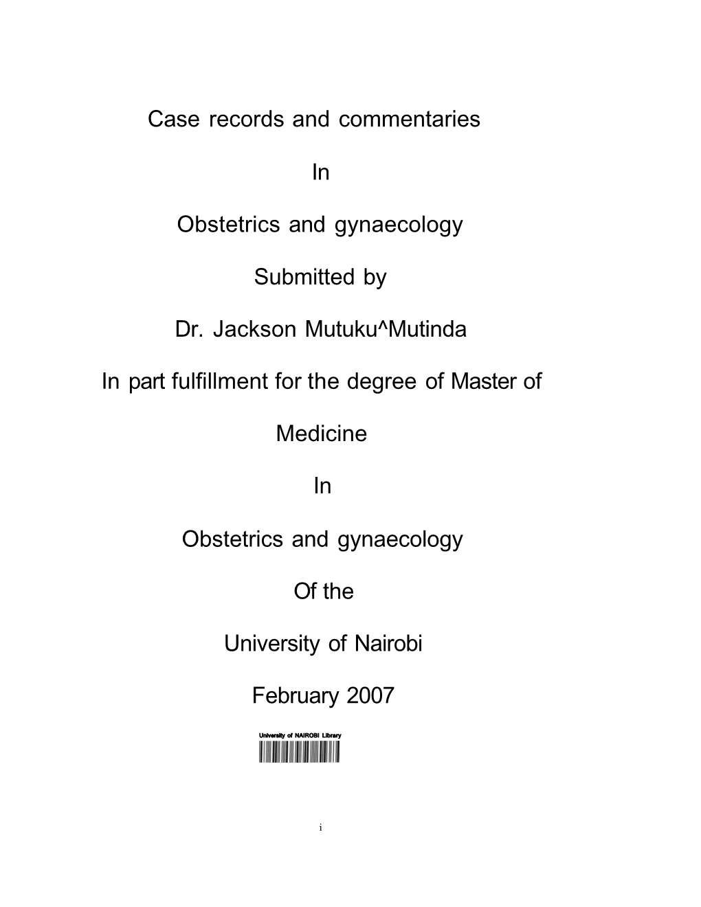 Case Reports and Commentaries in Obstetrics and Gynaecology