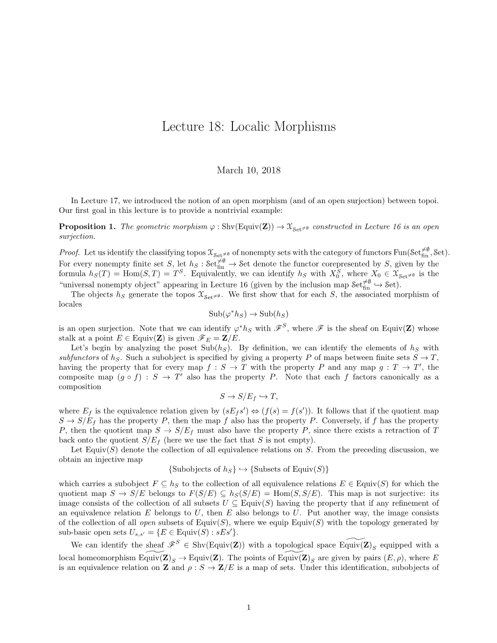 Lecture 18: Localic Morphisms