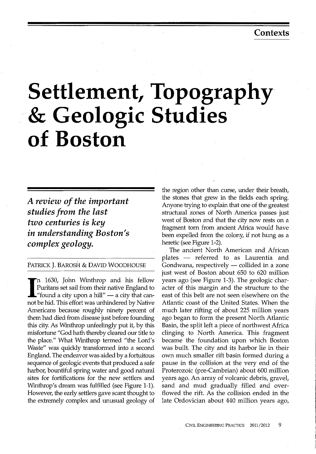 Settlement, Topography & Geologic Studies of Boston