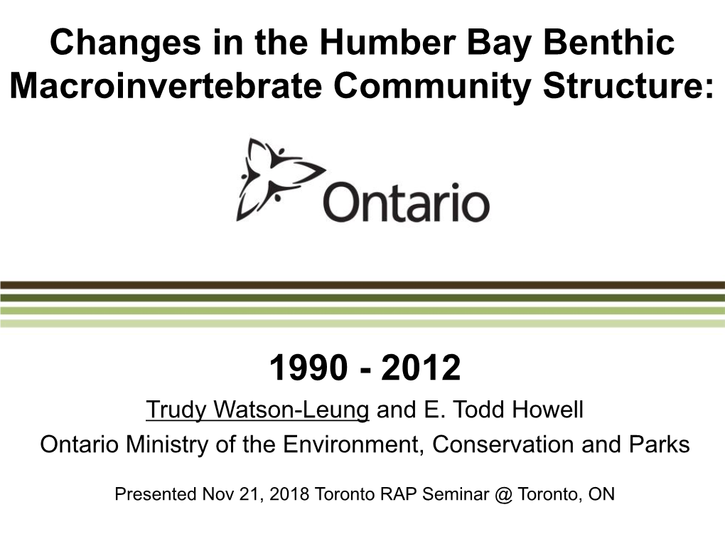 Changes in the Humber Bay Benthic Macroinvertebrate Community Structure