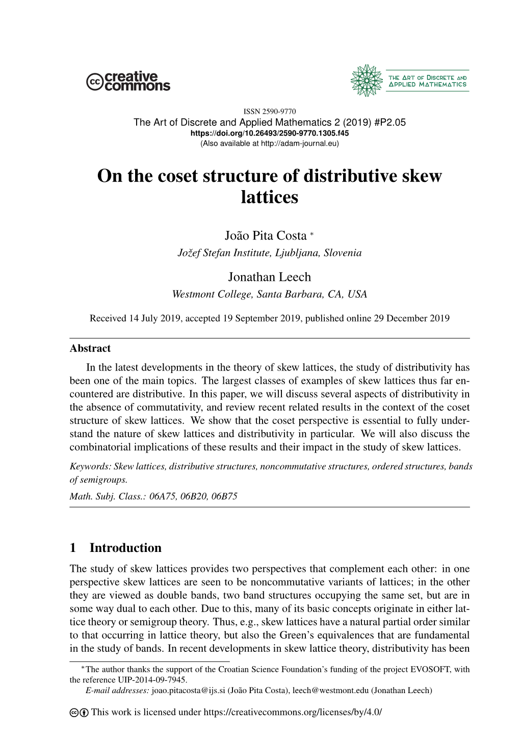 On the Coset Structure of Distributive Skew Lattices
