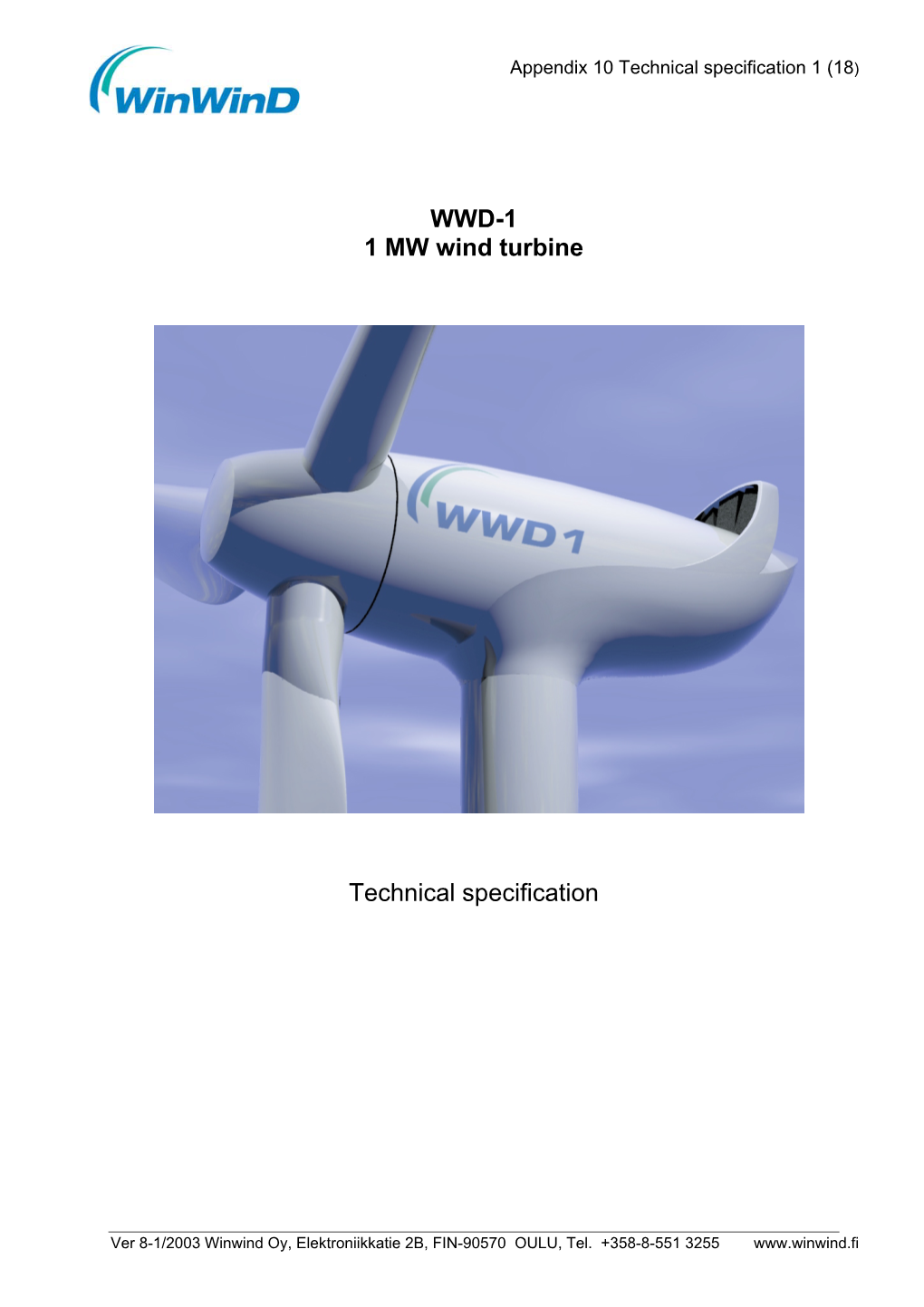WWD-1 1 MW Wind Turbine Technical Specification