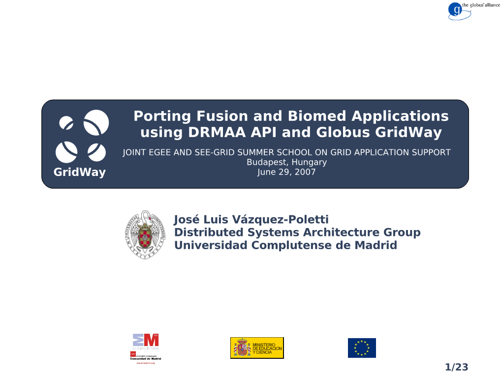 Porting Fusion and Biomed Applications Using DRMAA API and Globus Gridway