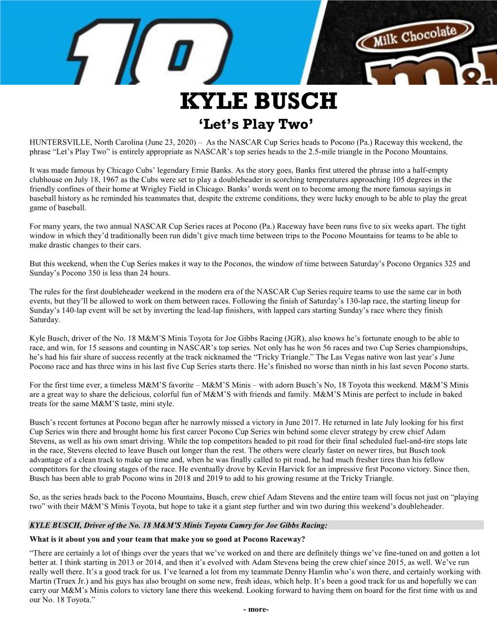 KYLE BUSCH ‘Let’S Play Two’