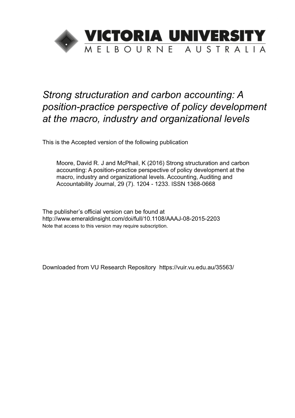 1 Strong Structuration and Carbon Accounting