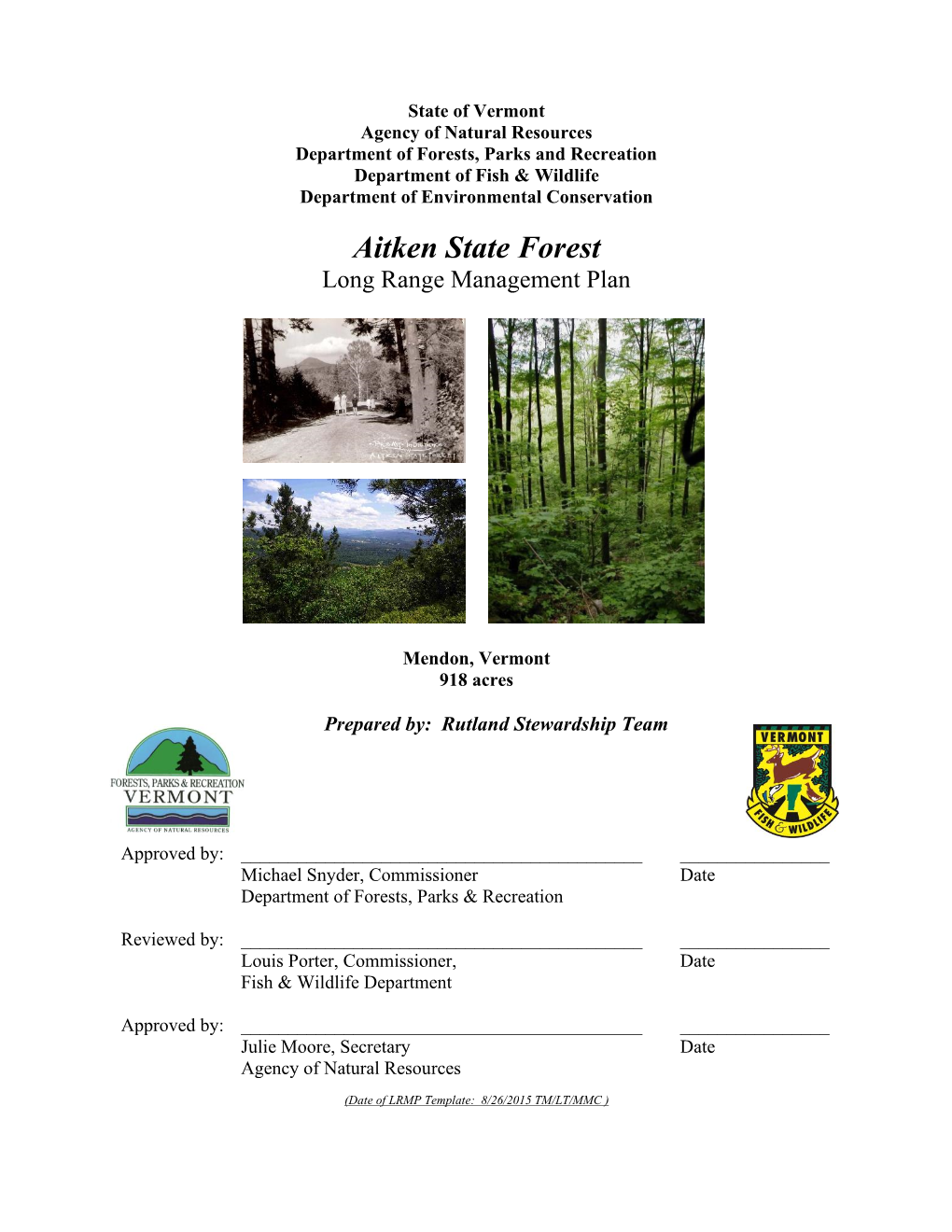 Aitken State Forest Long Range Management Plan
