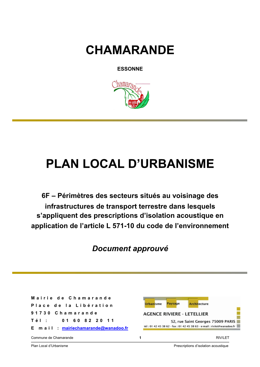 Chamarande Plan Local D'urbanisme