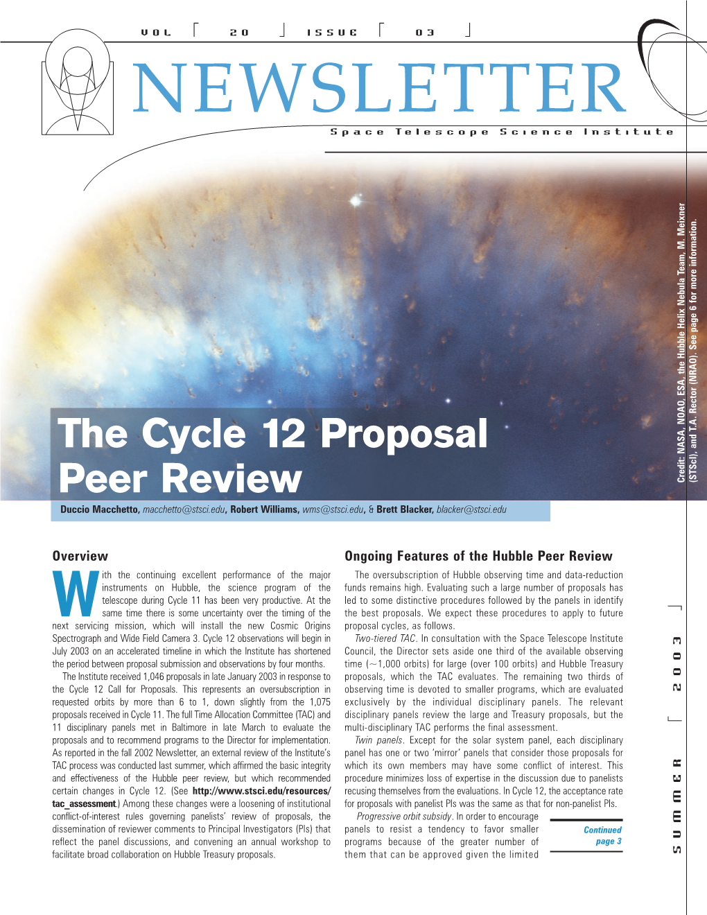 The Cycle 12 Proposal Peer Review