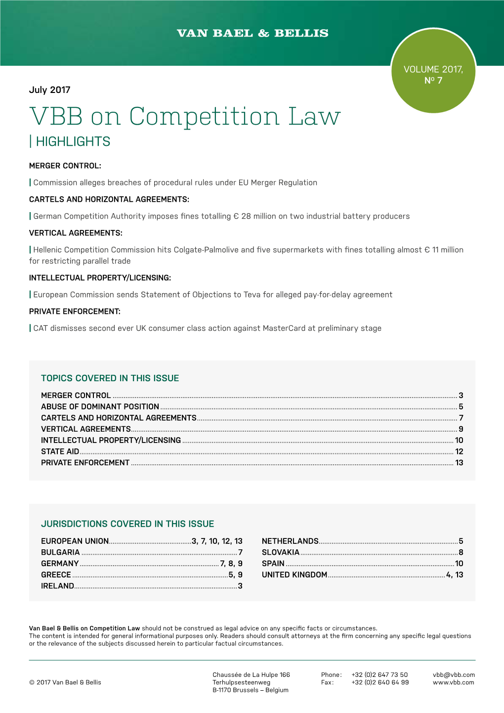 VBB on Competition Law | HIGHLIGHTS