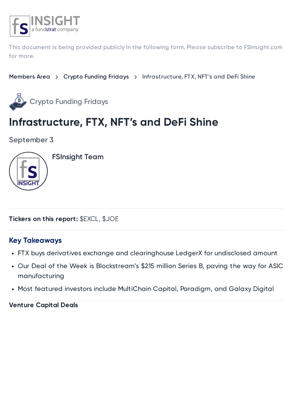 Infrastructure, FTX, NFT's and Defi Shine