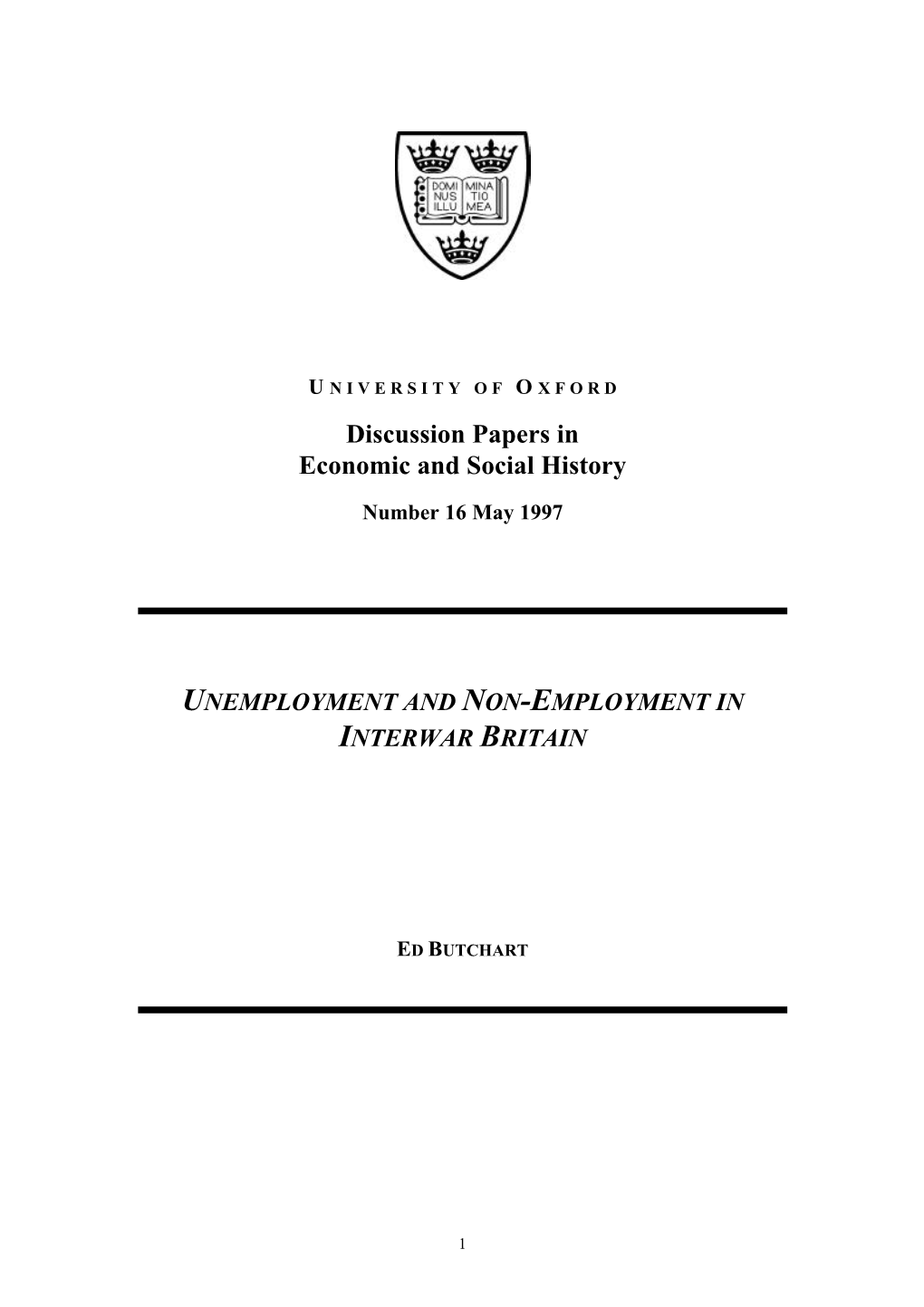 Unemployment and Non-Employment in Interwar Britain