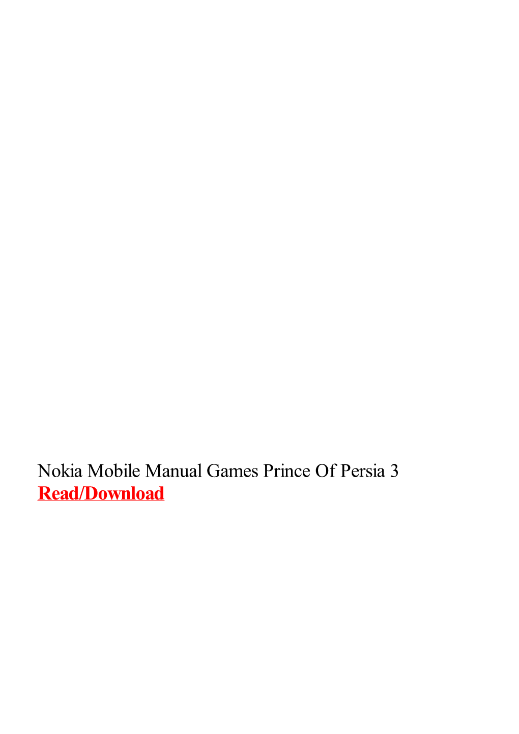 Nokia Mobile Manual Games Prince of Persia 3.Pdf
