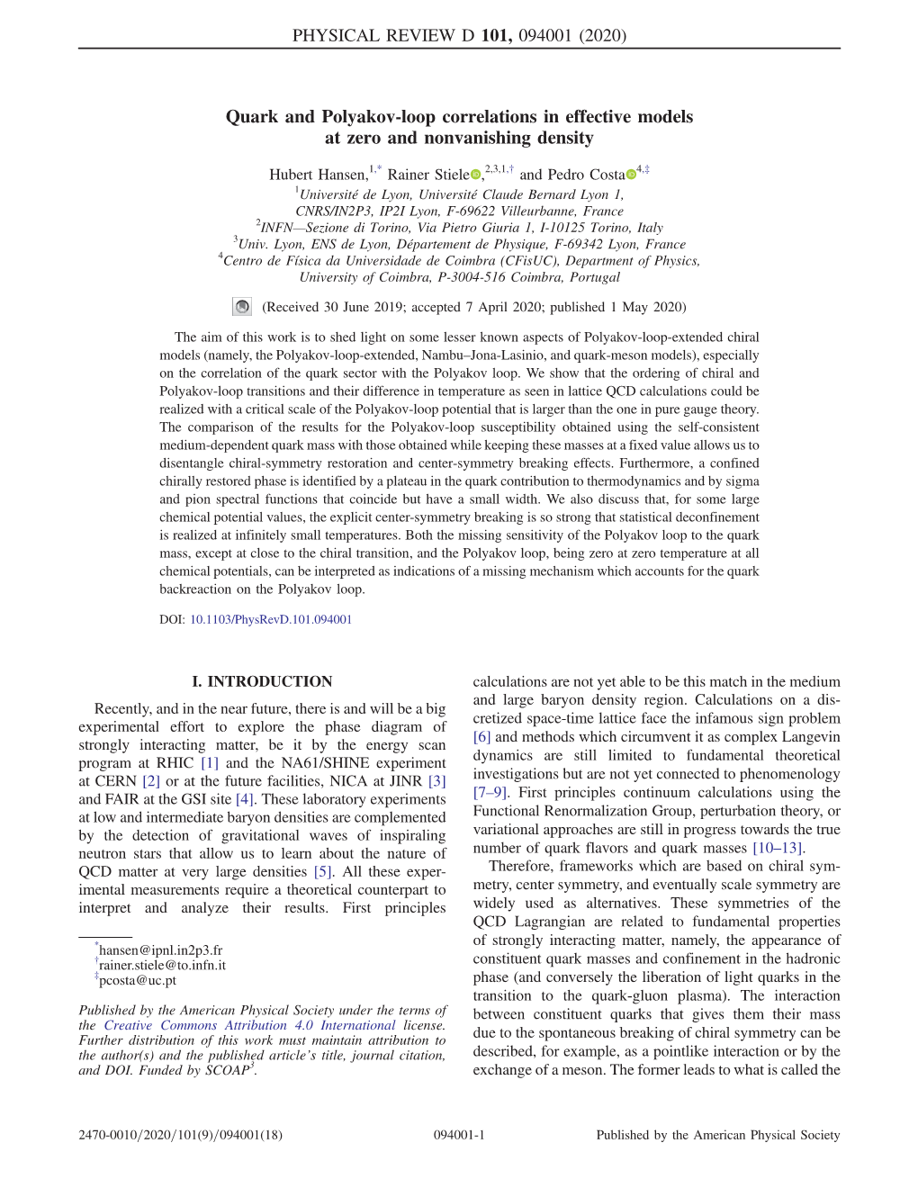 Quark and Polyakov-Loop Correlations in Effective Models at Zero and Nonvanishing Density