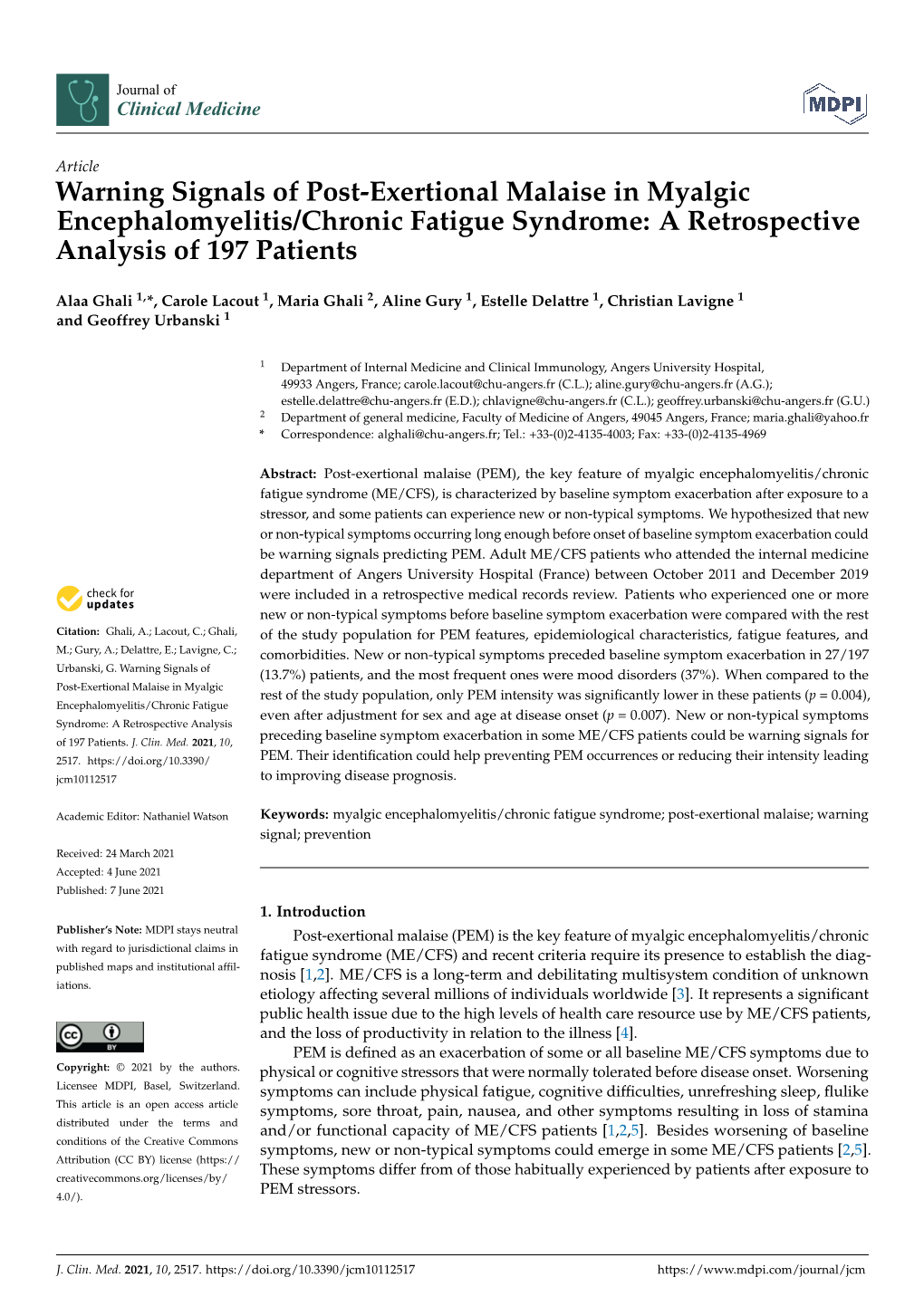 Warning Signals of Post-Exertional Malaise in Myalgic Encephalomyelitis/Chronic Fatigue Syndrome: a Retrospective Analysis of 197 Patients