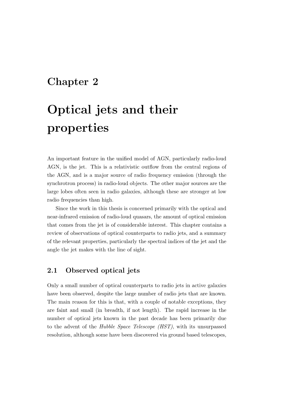 Optical Jets and Their Properties