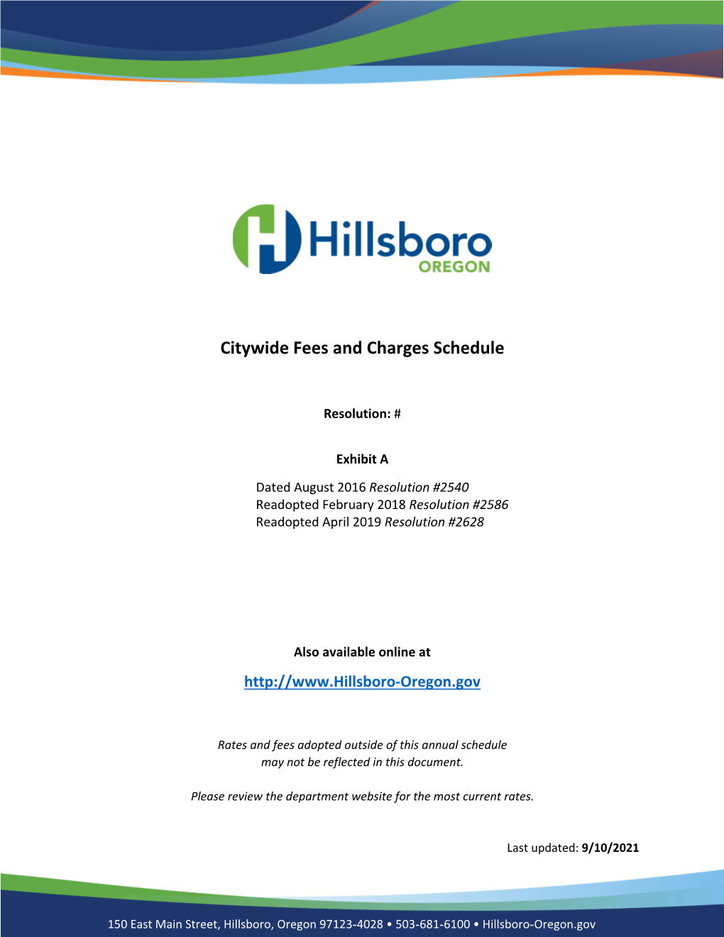 Citywide Fees and Charges Schedule | City of Hillsboro