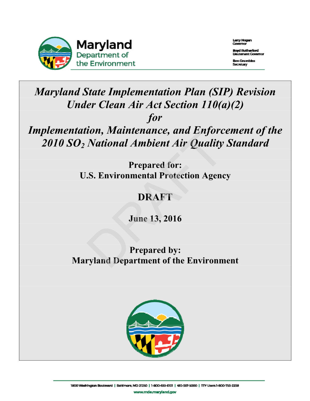 (SIP) Revision Under Clean Air Act Section 110(A)(2) for Implementation, Maintenance, and Enforcement of the 2010 SO2 National Ambient Air Quality Standard