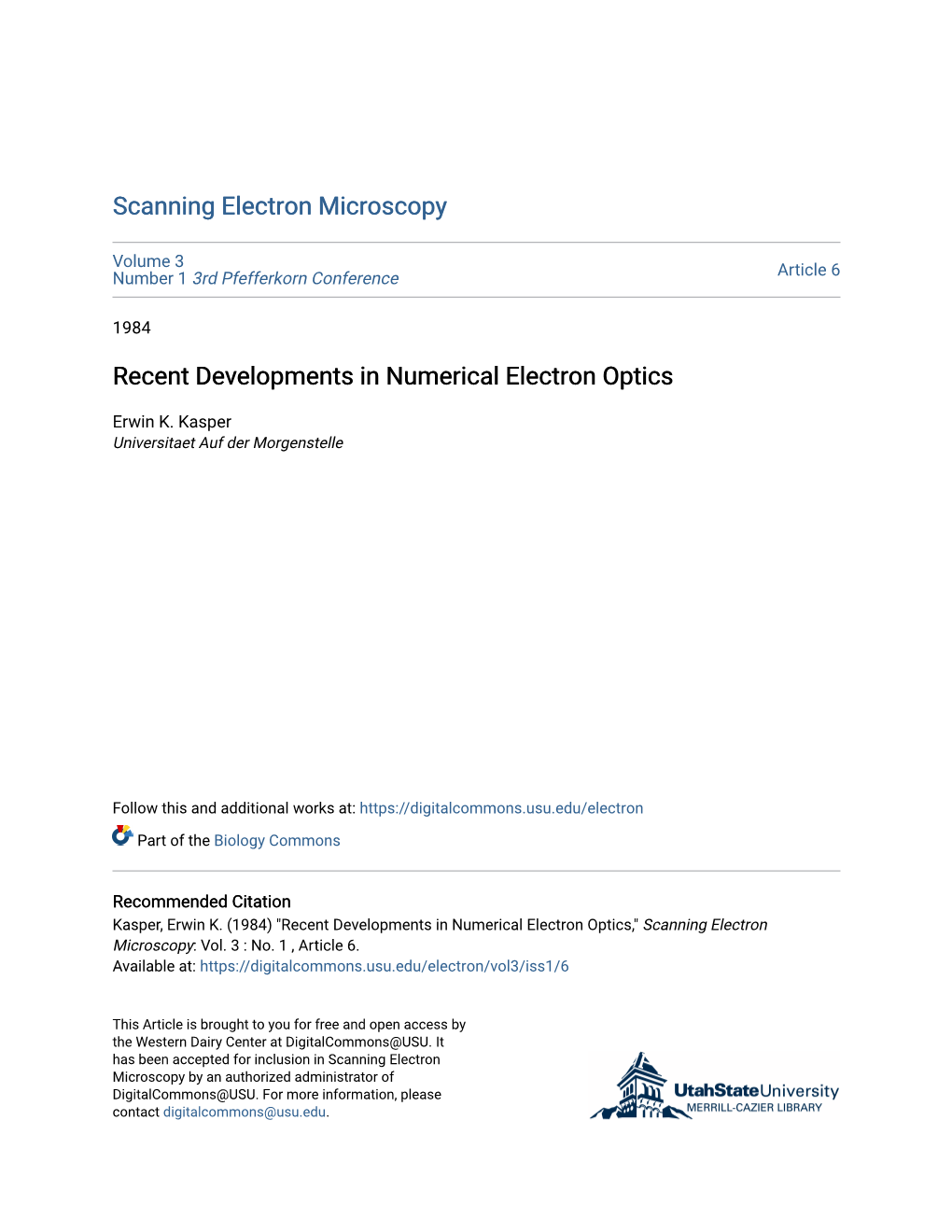 Recent Developments in Numerical Electron Optics