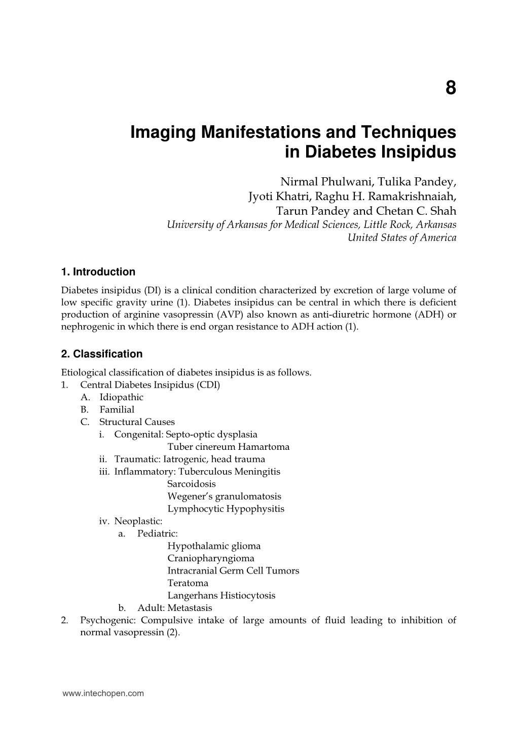 Imaging Manifestations and Techniques in Diabetes Insipidus