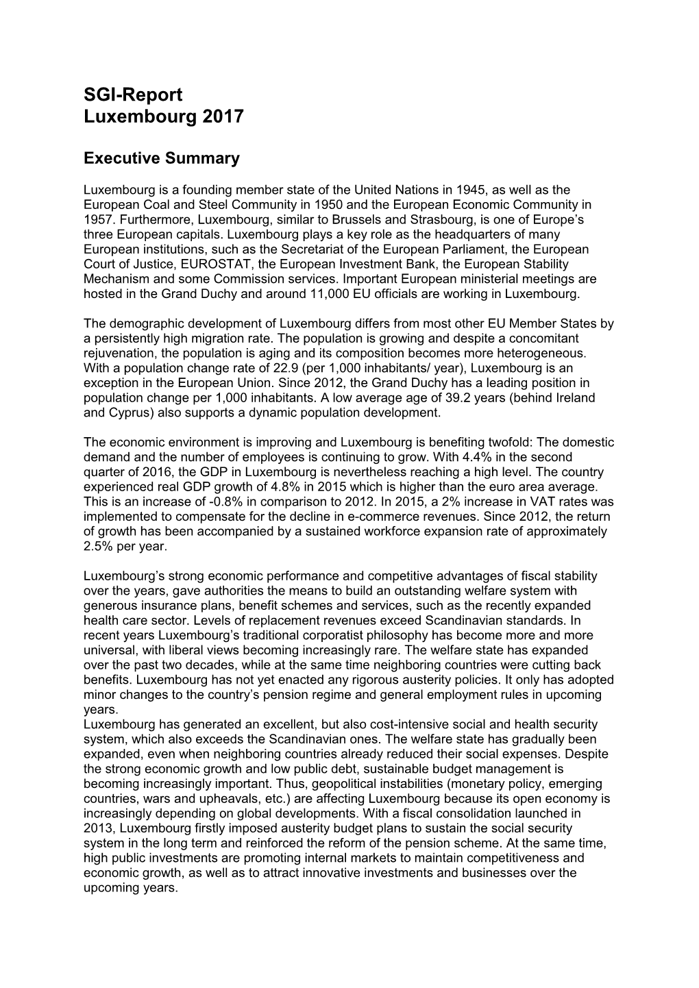 2017 Luxembourg Country Report | SGI Sustainable Governance