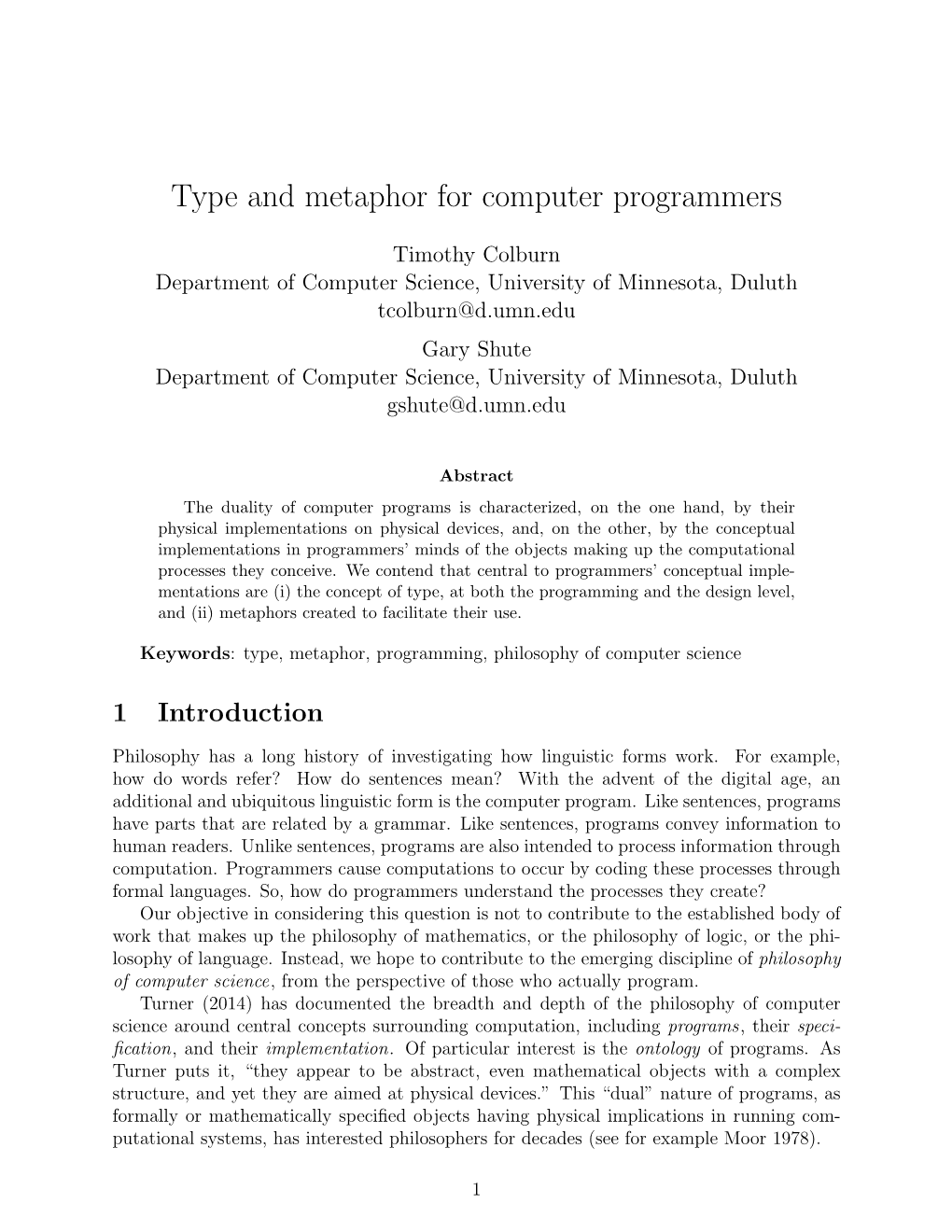 Type and Metaphor for Computer Programmers