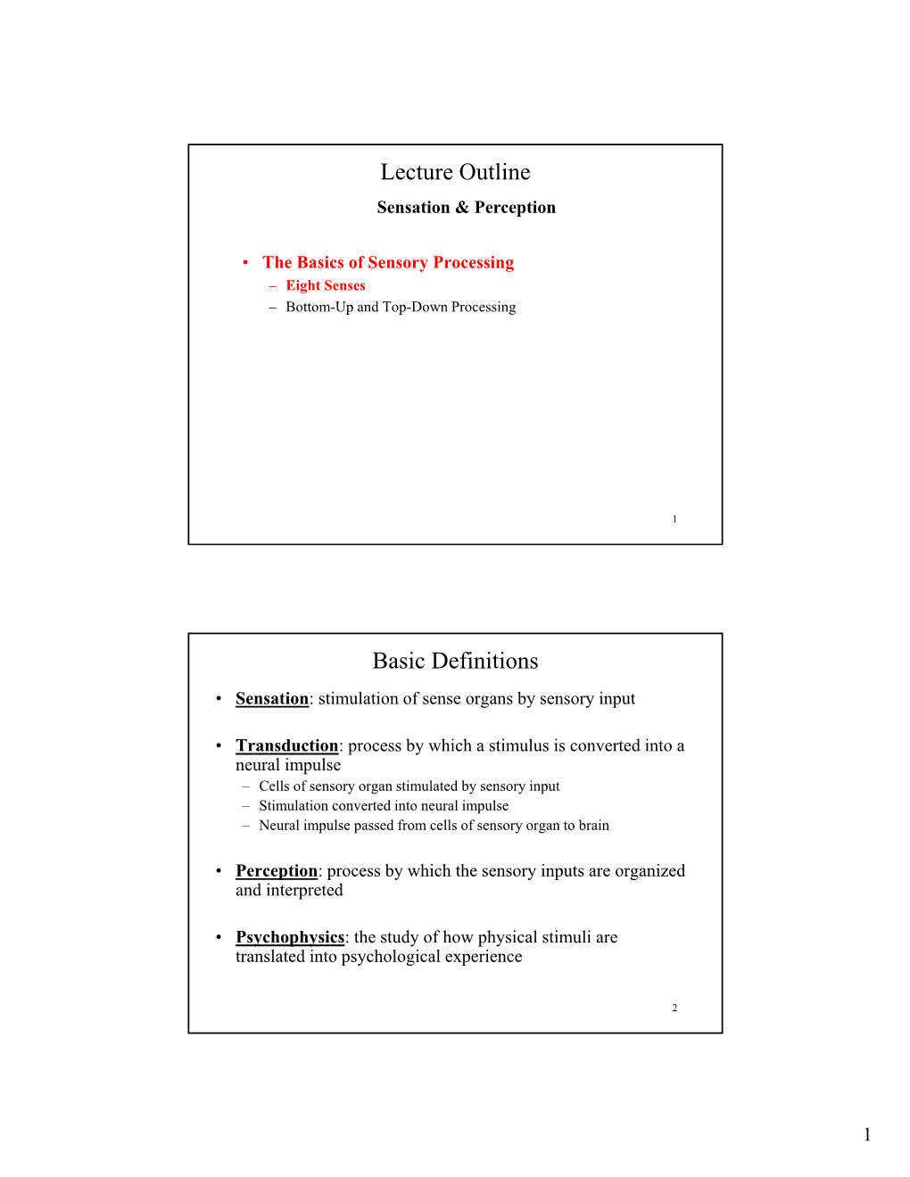 Lecture Outline Basic Definitions